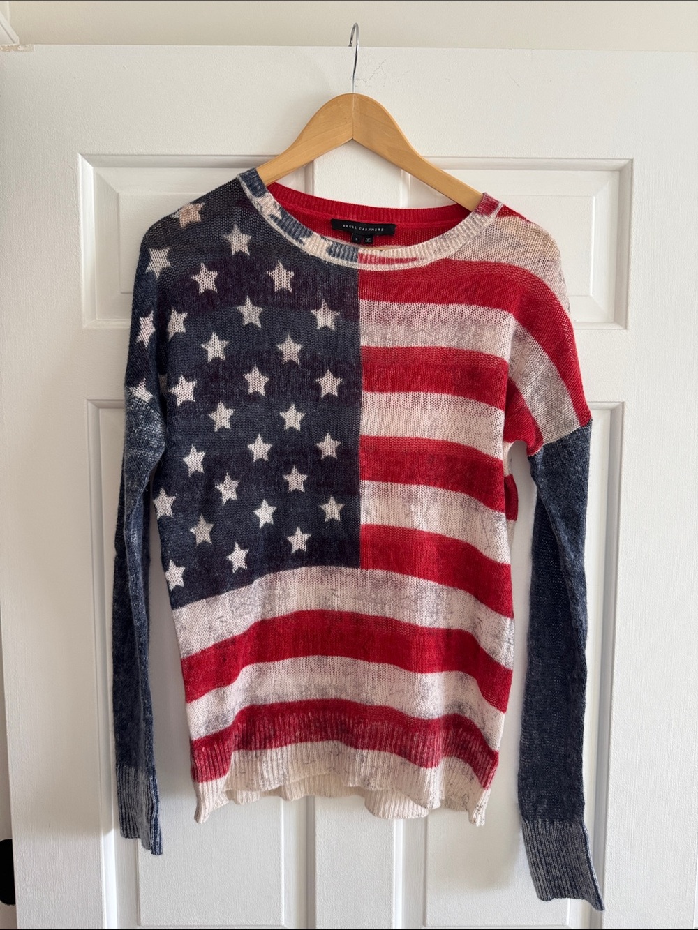 Cashmere Star-Spangled Knit Sweater in Red, White & Blue
